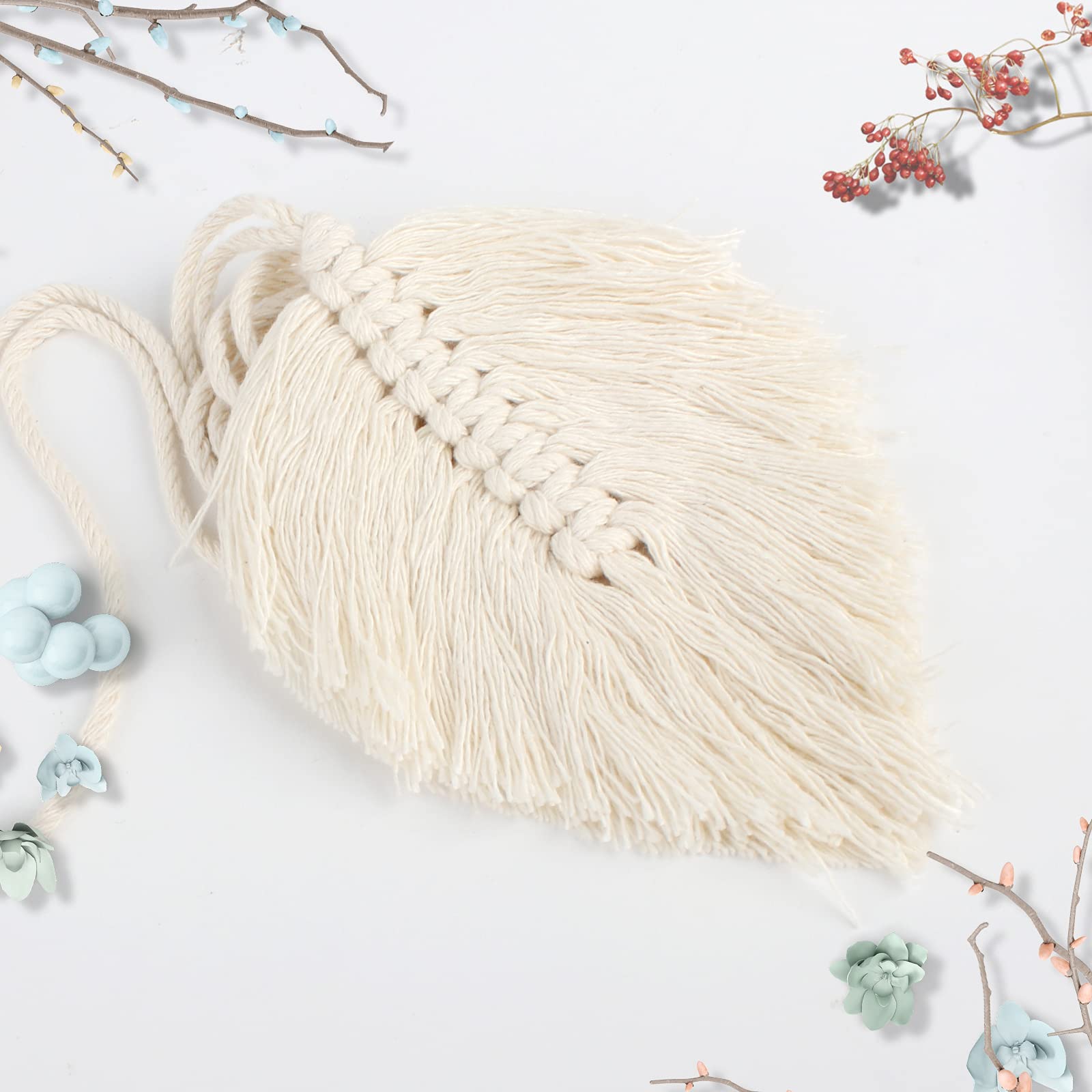 2 Fermagli Per Tende In Corda Intrecciata – Corde In Cotone E Lino, Colore Bianco Rotto, 64 Cm – Decorazione Casa