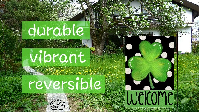 CROWNED BEAUTY St. Patrick's Day Gartenflagge – 30,5 X 45,7 Cm, Doppelseitig, Jute-Optik, Mit Kleeblättern, Für Draußen