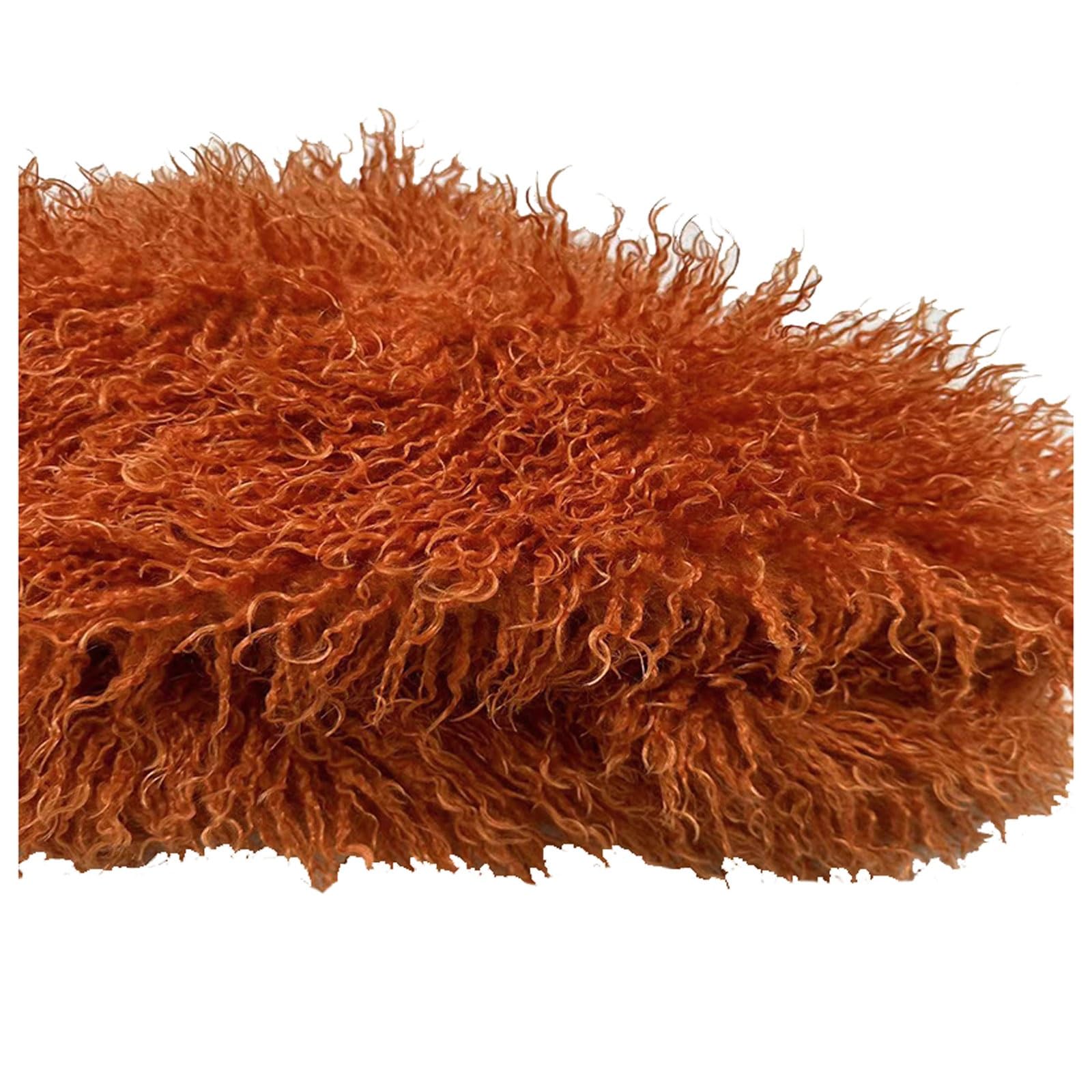 Tissu en Fausse Fourrure de Laine de Mouton À Poils Longs de 5cm Matière en Peluche Polaire Laineuse Douce et Bouclée, pour Cosplay Vêtements Accessories Décor de Sol, 50x175cm (Color : Orange)