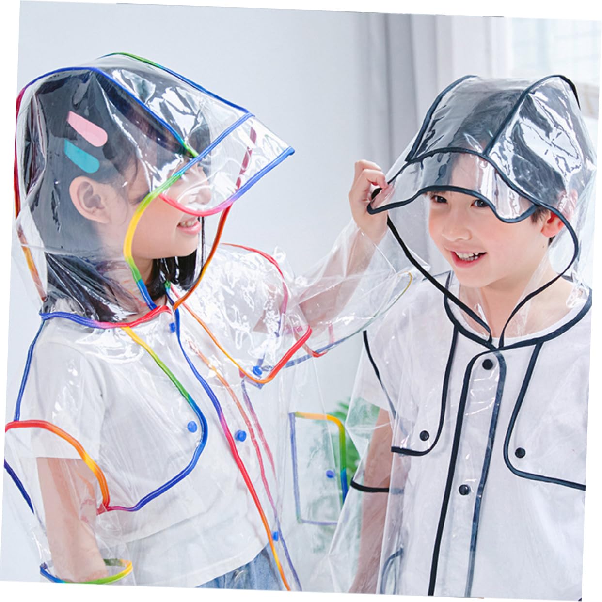 BESPORTBLE impermeabile trasparente chiaro poncho vello cappotti copertina cagoule cappe impermeabili hood kiddikutter impermeabile portatile impermeabile per con cappuccio Colorful