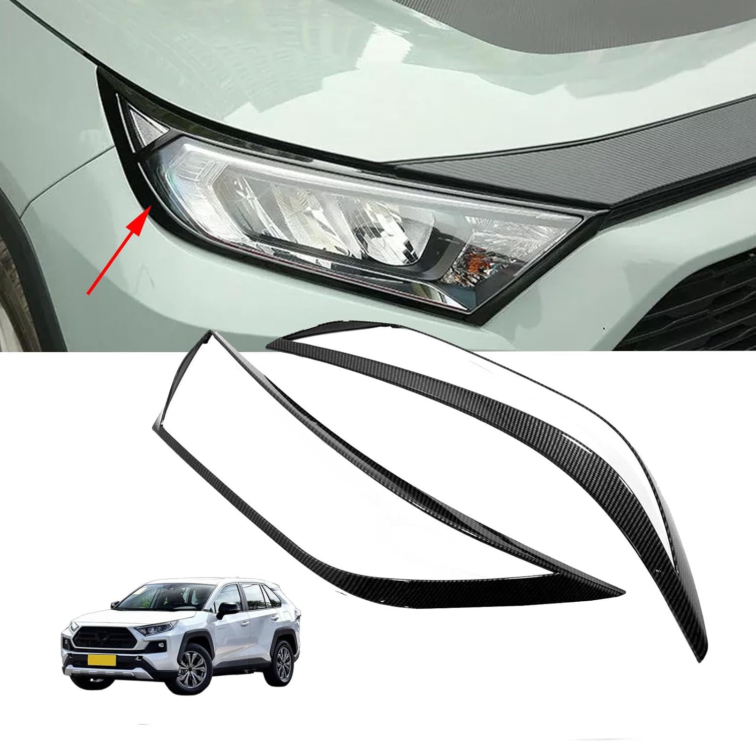 Headlight Cover Trim for Toyota Rav4 2023 2024 2025, Front Headlight Protector, Easy Installation Car Exterior Accessories.