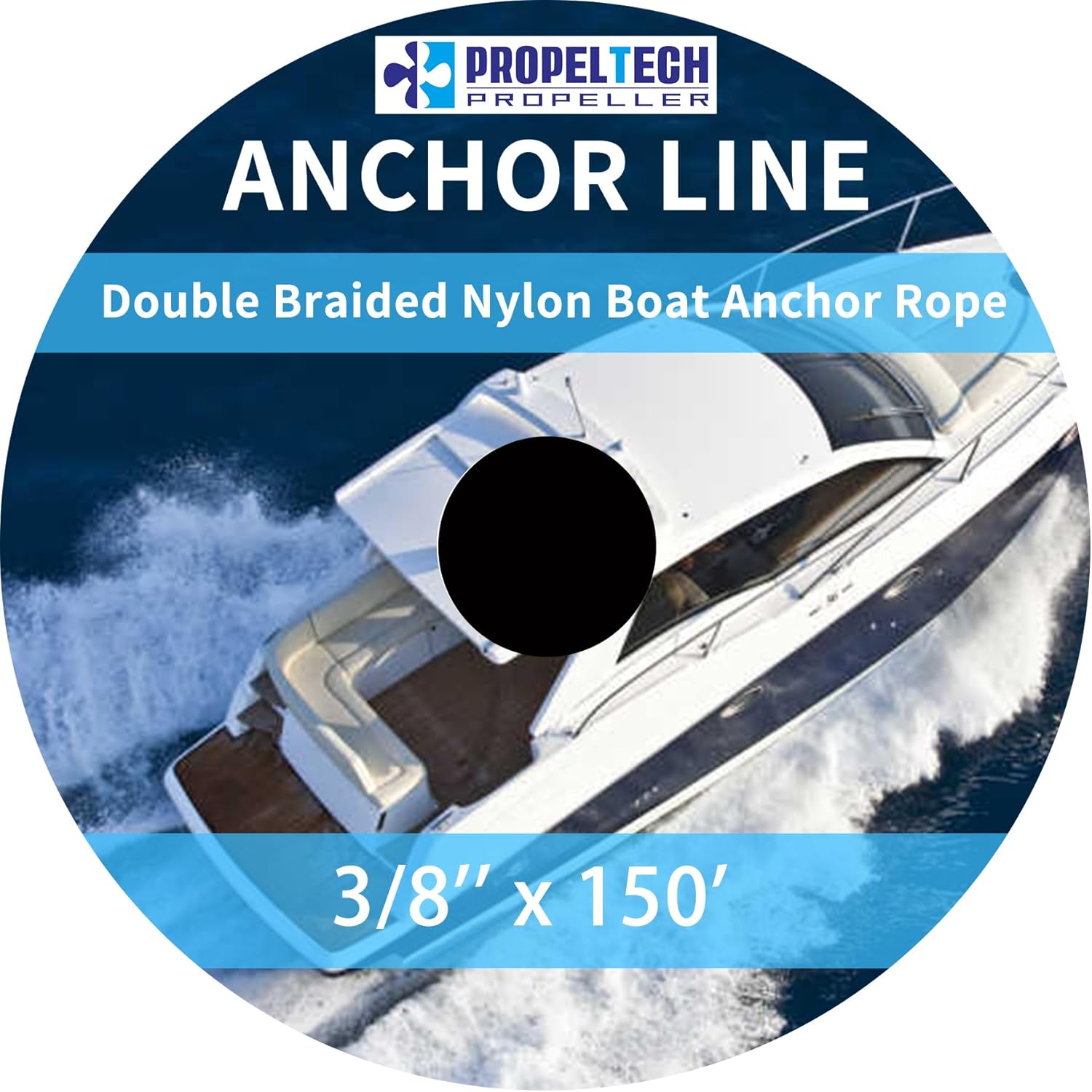 Anchor Line - White, 3/8" x 150' Premium Solid Braid MFP Boat Rope with Stainless Steel Thimble & Shackle - Image 6