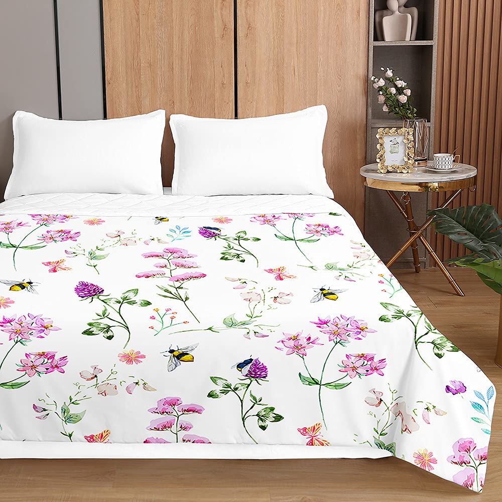 Oduo Boutis Couvre Lit Matelassé De Luxe, 3D Dessus De Lit Microfibre Couverture Climatisation Couette Parure De Lit Èté Canapé L'Air Conditionné