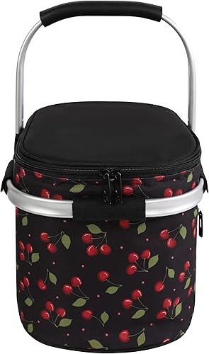 Miniatura 29 de ALLCAMP Cesta de pícnic, 2 cajas de hielo incluidas con enfriador aislado de 32 litros, cesta de picnic plegable gruesa con cestas extraíbles y