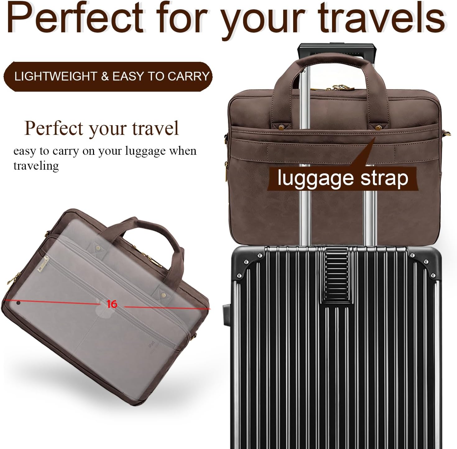 Briefcase for Men Leather Laptop Bag 16 Inch Messenger Bag Vintage Crossbody Laptop Computer Bag for Business,Work,Travel