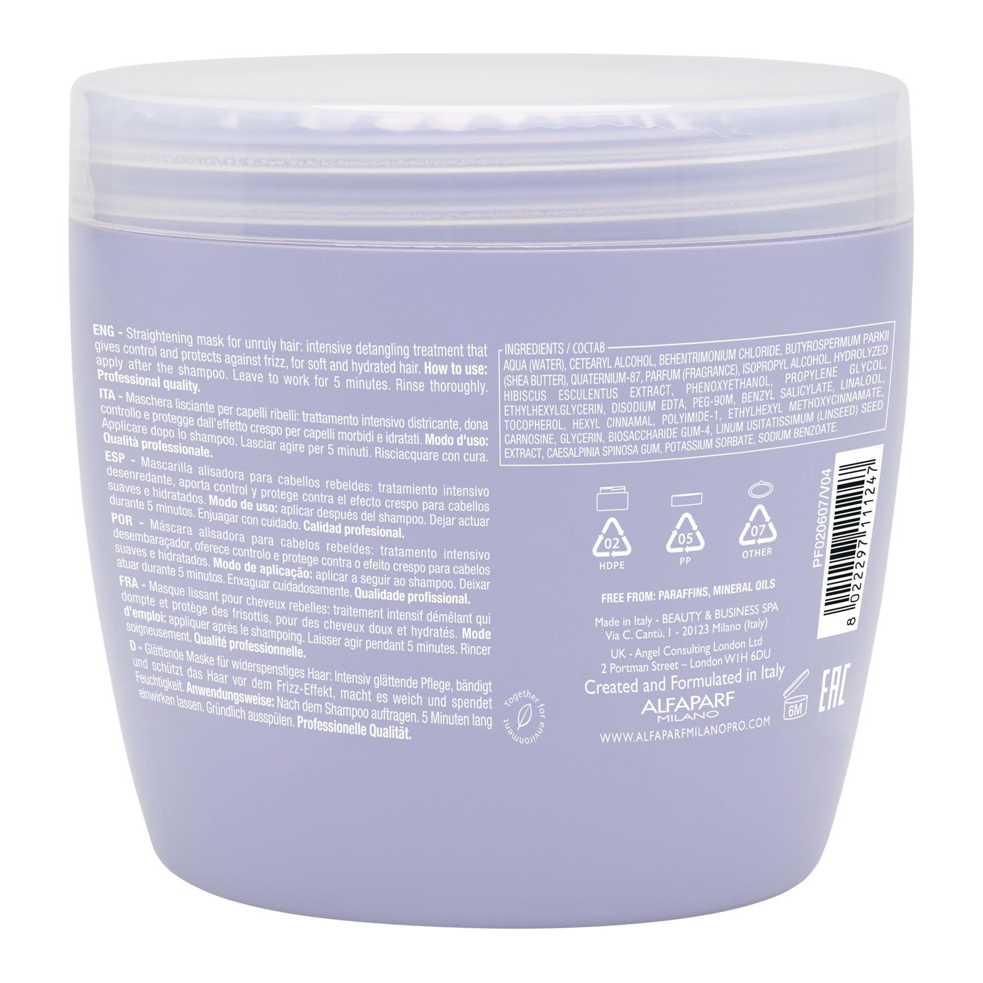 Alfaparf Milano Semi Di Lino Smooth Mask for Frizzy and Rebel Hair - Intensive Detangling Hair Treatment - Controls Frizz - Straightens and Hydrates Unruly Hair