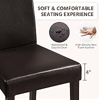 Vista 5 de Yaheetech Juego de 2 sillas de comedor de cuero sintético moderno con patas de caucho y asiento acolchado para cocina/sala de estar/restaurante