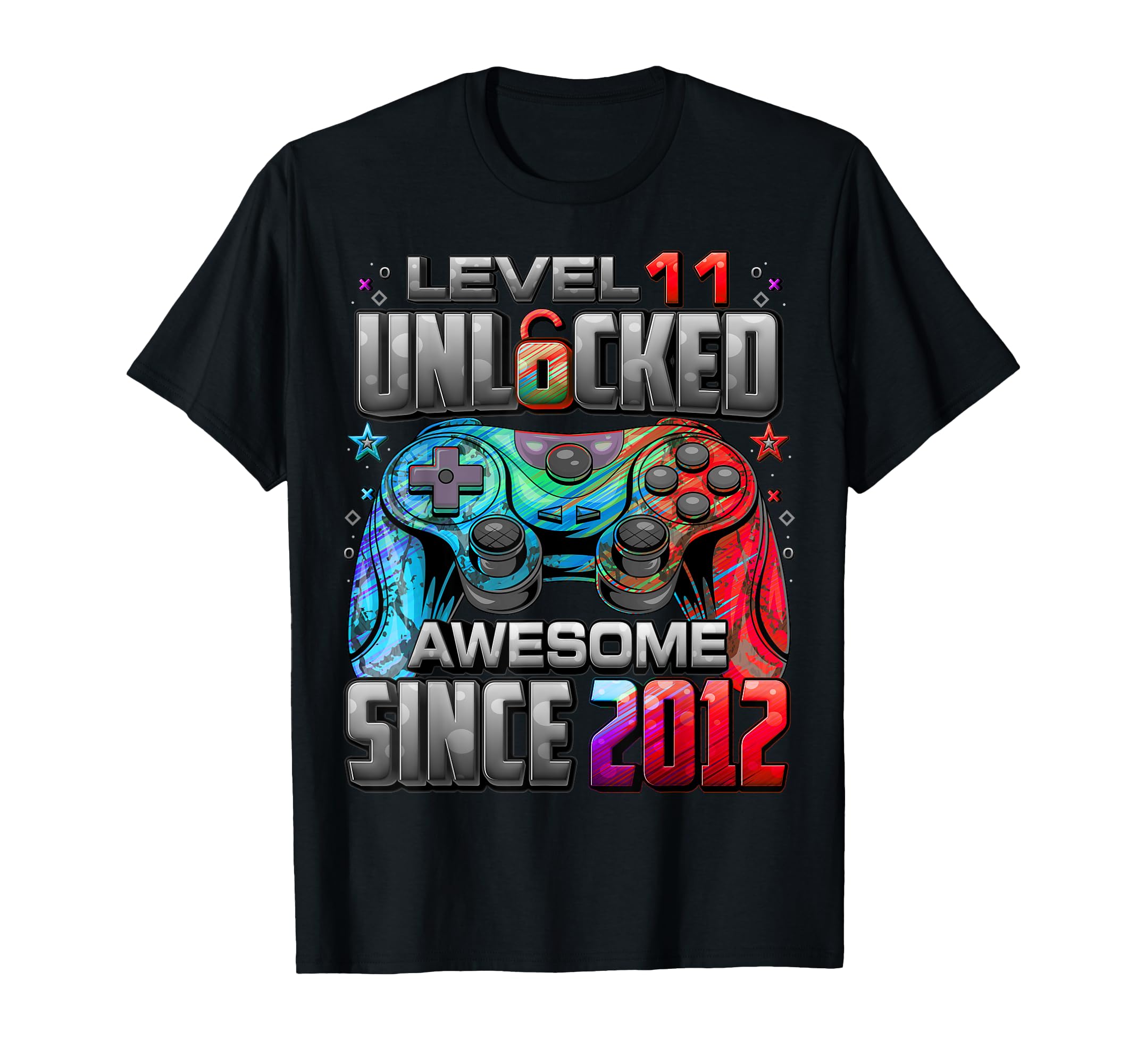 Level 11 Unlocked Awesome Since 2012 11th Birthday Gaming T-Shirt