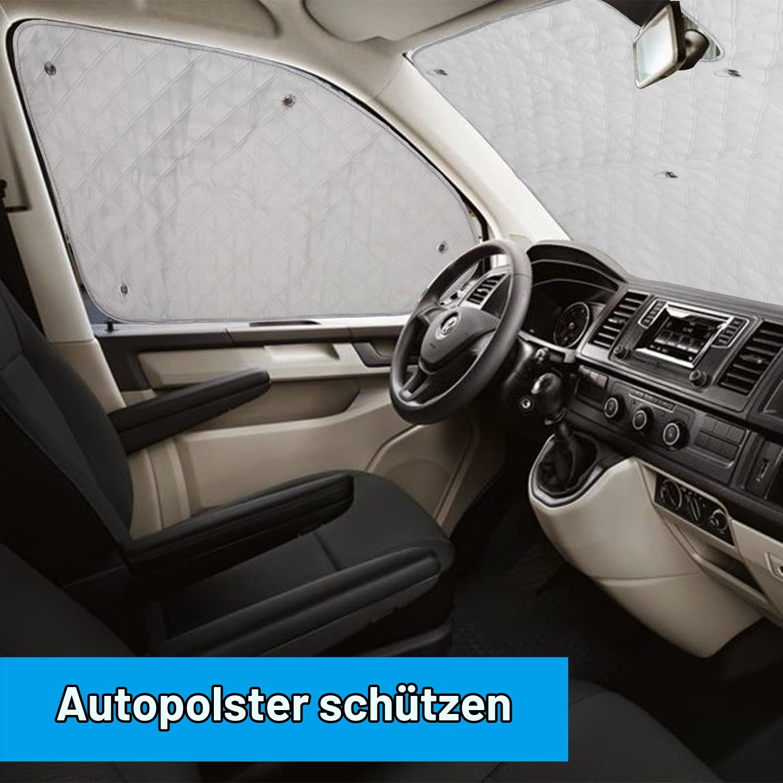 CICMOD Thermomatte Auto 8 STK Sonnenschutz Frontscheibe für VW T5 T6 | Windschutzscheibe Innen Sonnenschutz