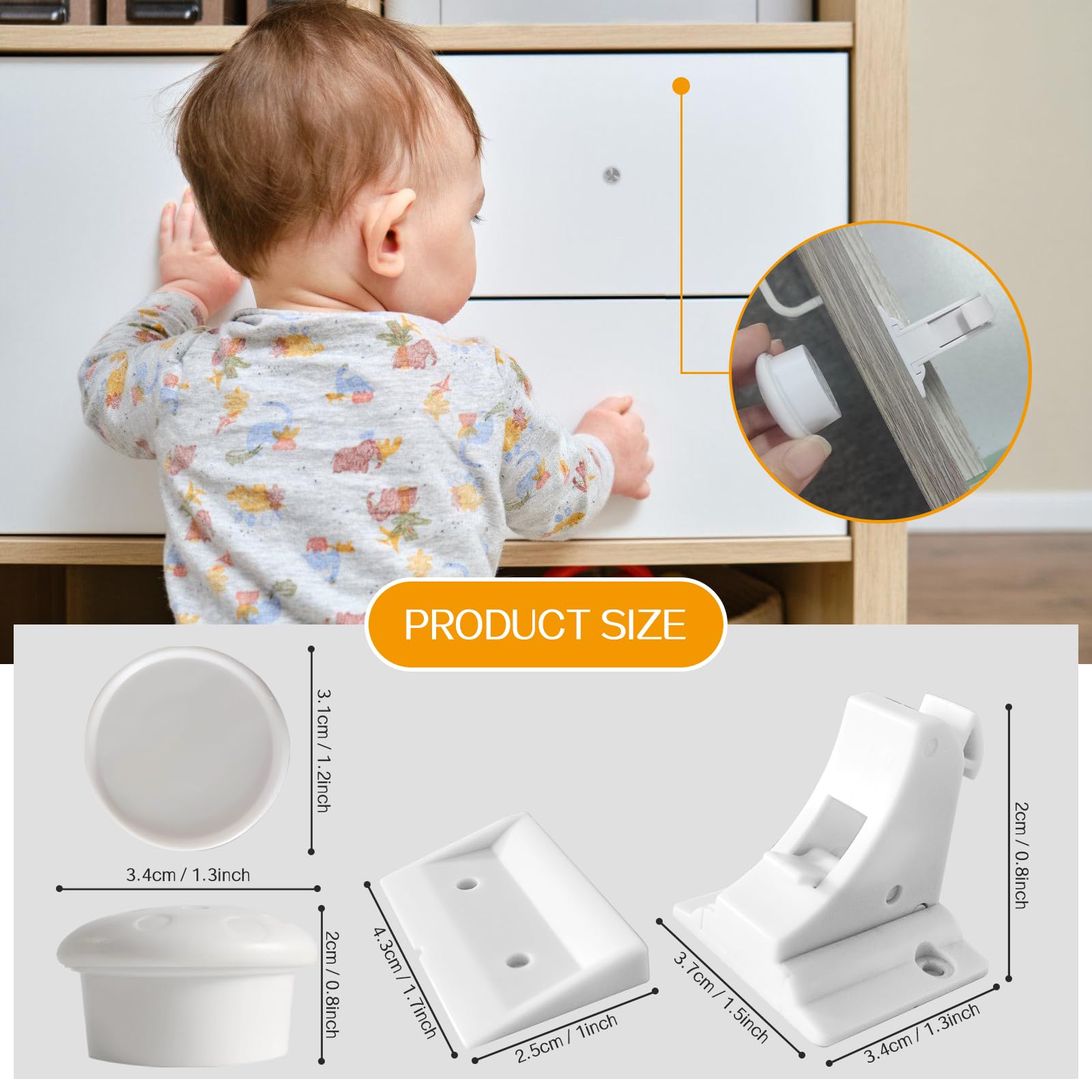 Magnetic Child Safety Cupboard Locks for Children Baby Proofing Kitchen Cabinets & Drawers Easy Install White - Image 4