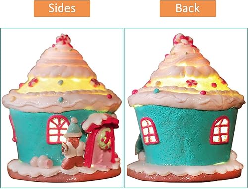 Miniatura 7 de MOTUZP Adornos navideños iluminados para casa de jengibre, decoración de casa de jengibre con luz LED, adornos colgantes de casa de caramelos,