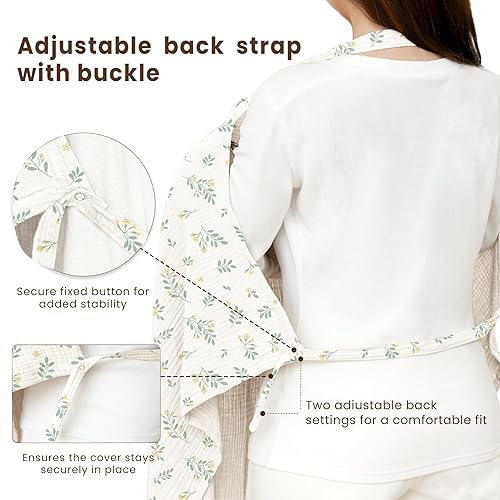 Miniatura 96 de Konssy Funda de lactancia de muselina para lactancia materna, transpirable, 100% algodón, con aro rígido para delantal de lactancia, toldo multiusos