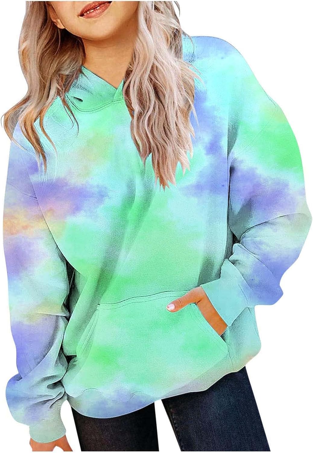 Cute Hoodies for Girls Trendy Oversized Hooded Sweatshirts Gradient Color Preppy Fashion Pullover Tops with Pockets