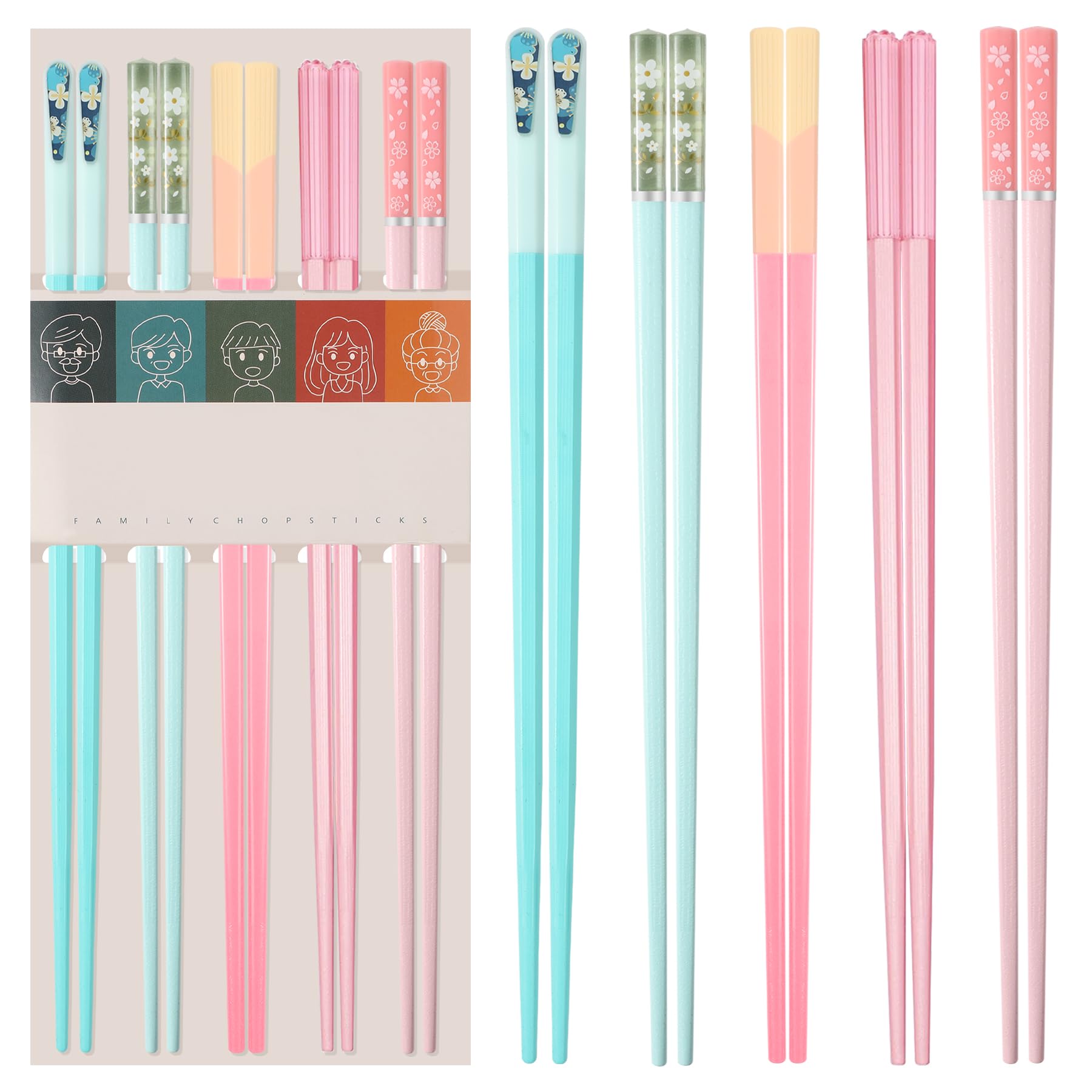 5 Pairs Pink Fiberglass Chopsticks, Non-Slip Reusable — Amazon image 17