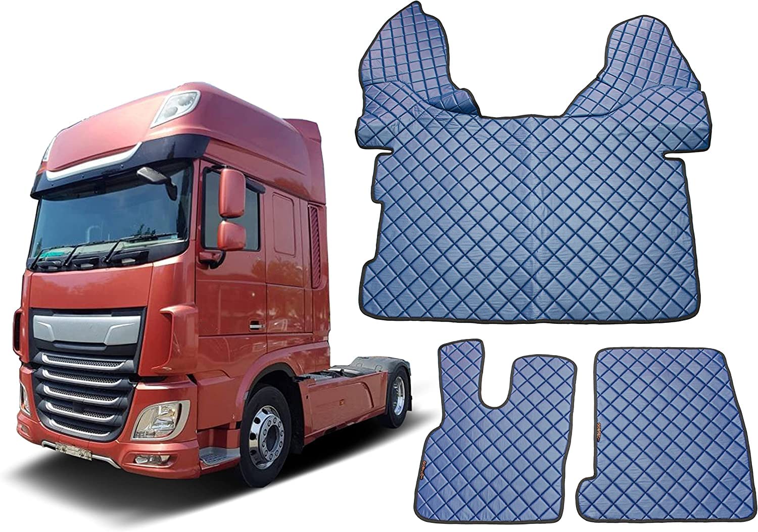 Dywaniki samochodowe do samochodów ciężarowych XF CF 106, automatyczne pokrycie tunelu, skóra ekologiczna, niebieskie