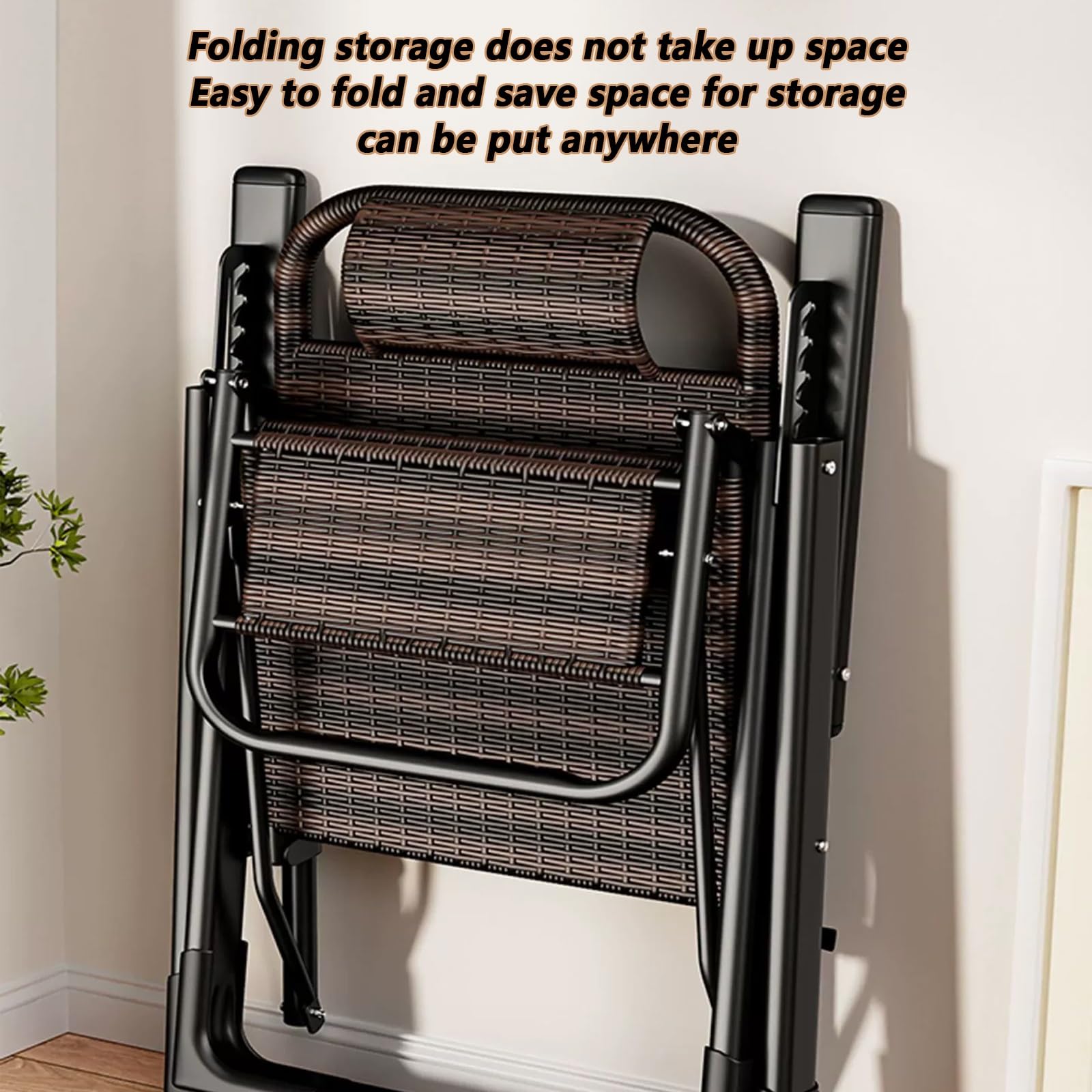 Ratán Silla Gravedad Cero Tumbona De Relax,Tumbona Playa Plegable Ligera,tumbonas Jardin Exterior,Portátil Tumbonas con Reposabrazos, Respaldo Ajustable,Respirable,Ahorra Espacio.