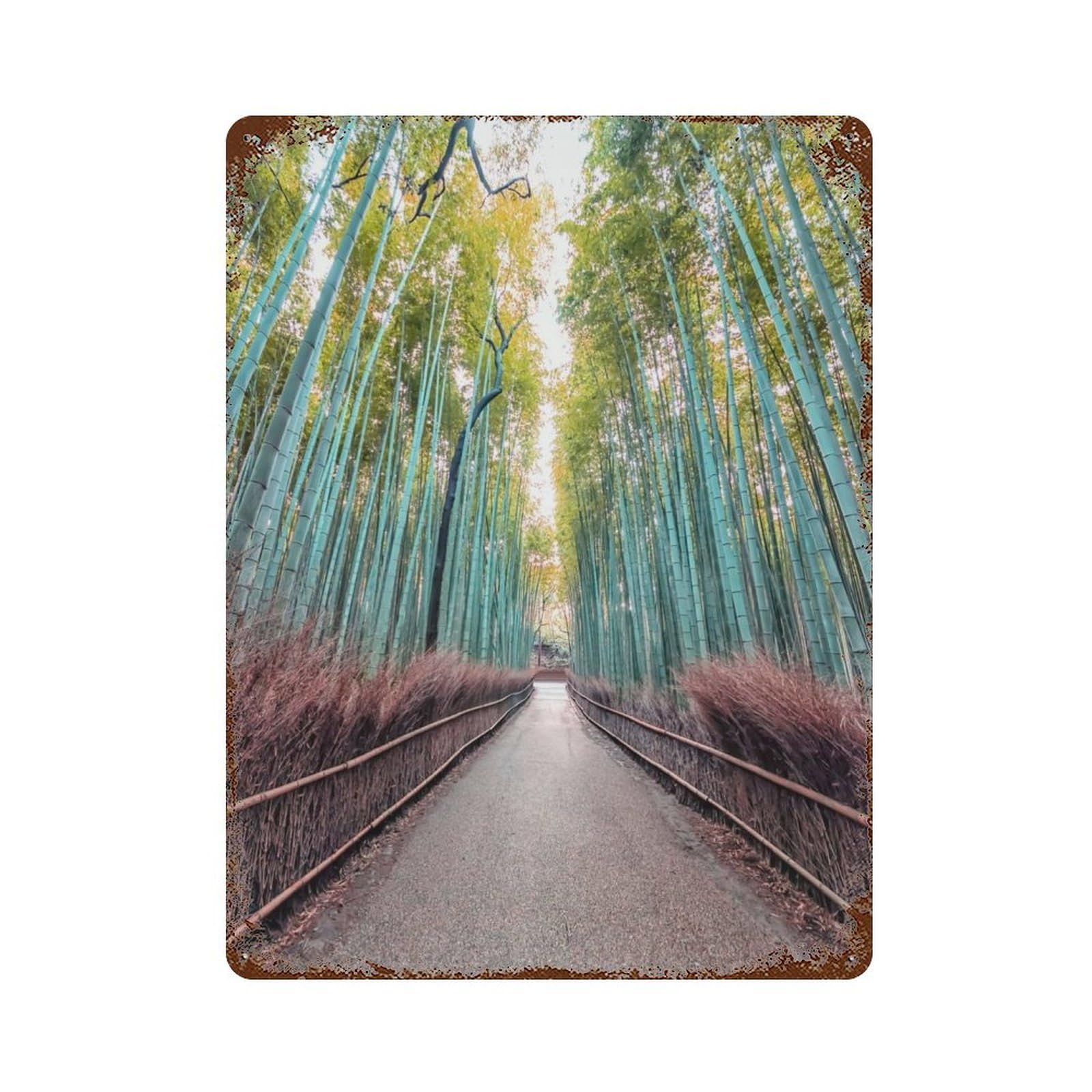 Vintage Rust Metal Sign Bamboo Alley 15.7"x11.8", Novelty Wall Decor for Garage, Bar And Workshop Decor