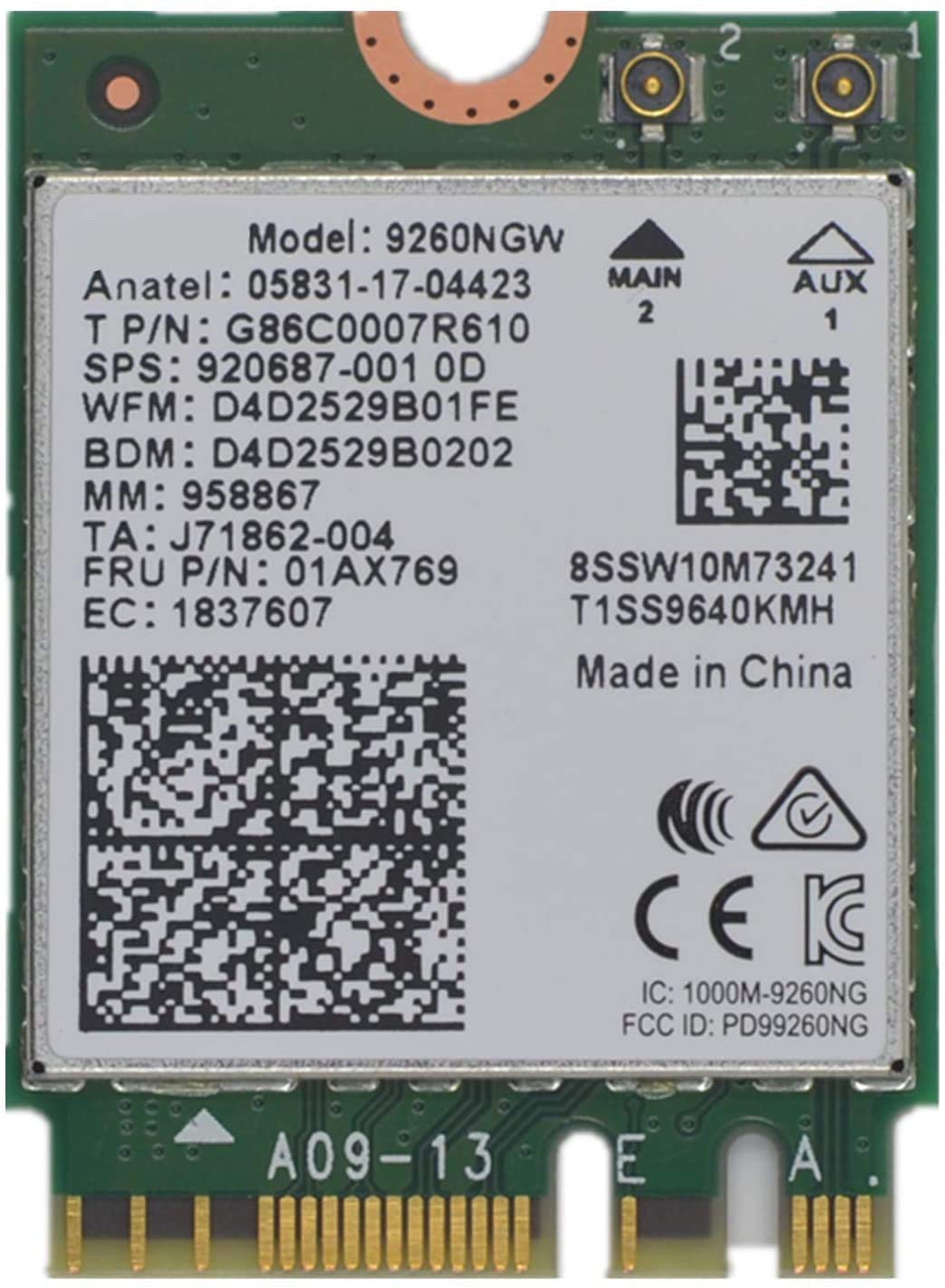 HighZer0 Electronics 9260NGW WiFi Card | Dual Band Wireless | 9260AC AC 9260 NGFF WiFi Card M.2 | 2.4 & 5GHz(160Mhz) | Bluetooth 5.0 Wireless Card | Up to 1.73Gbps