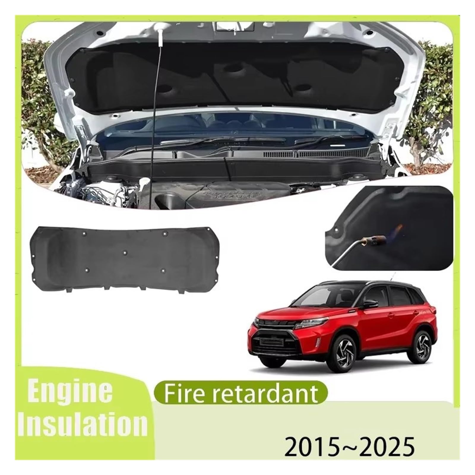 Para Suzuki para Vitara para Escudo LY 2015 ~ 2025 2016 2017 2018 2019 forro del capó coche aislamiento térmico motor algodón insonorizado Tablero aislamiento acústico térmico para coche