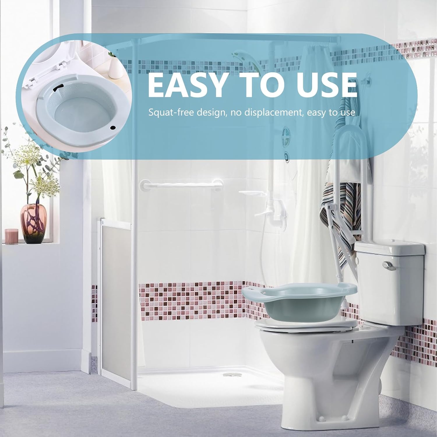 FOMIYES Elderly Friendly Sitz Bath 1pc Private Parts Basin Squat Basin for Bathing Space-Saving