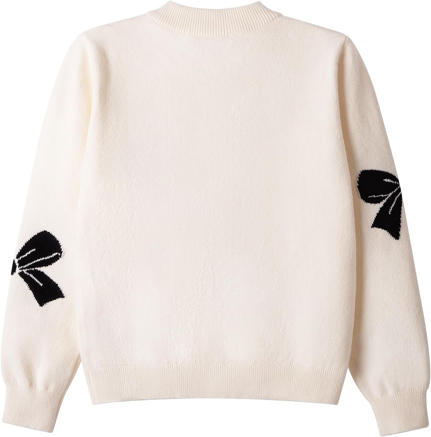 Danny D Girl' s Bow Crew Neck Cardigan Sweaters Children Long Sleeve Knitted Sweater - Image 3
