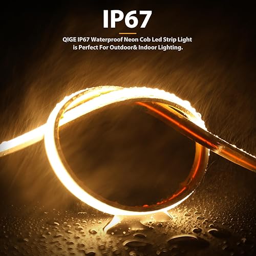Miniatura 10 de QiGe Tira de luces LED COB emisoras laterales de 16.4 pies16.4 ft, tira de luz LED COB blanca cálida regulable, 24 V 1200 lm CRI90+ 3000K 480LEDsm