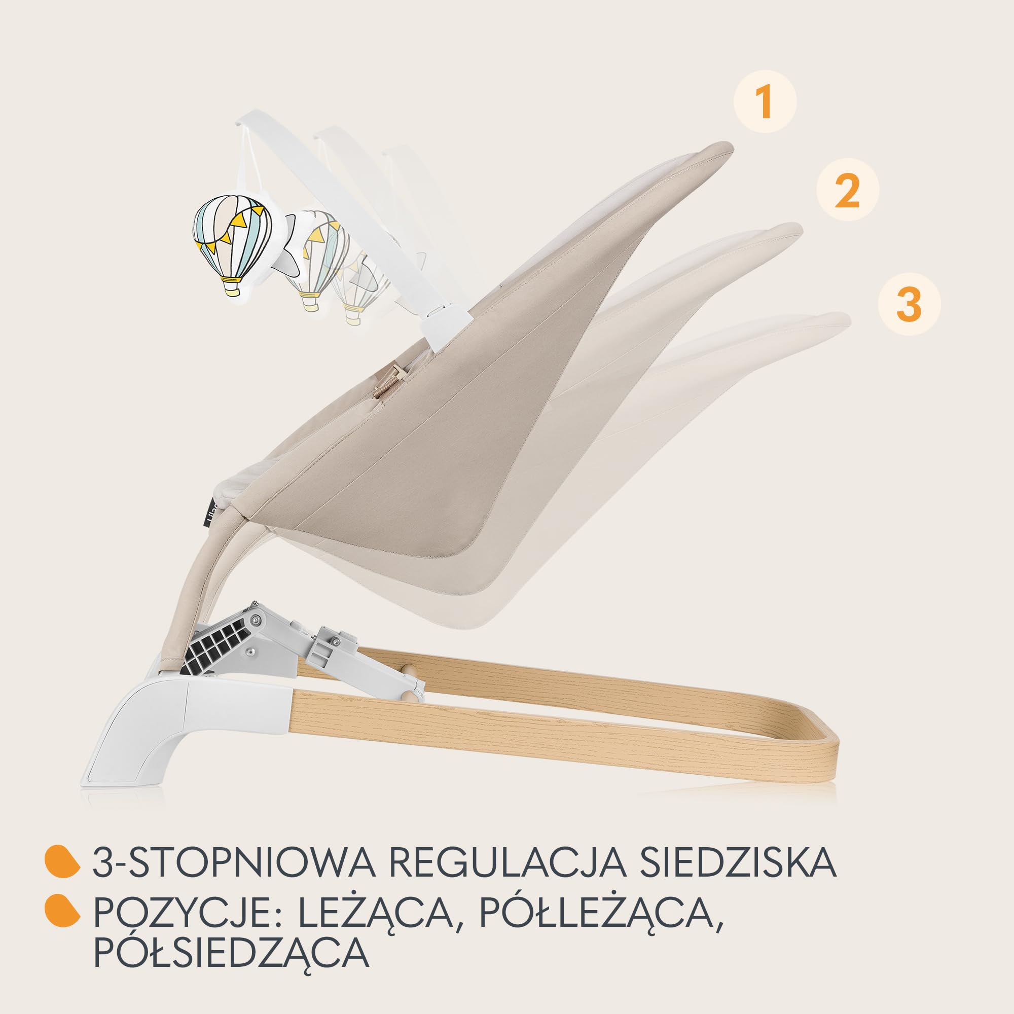 LIONELO LILAC Bujaczek i Leżaczek dla Niemowląt do 9 kg 0-6 miesięcy, Bujak 2 w 1 dla Dzieci, 2 Zabawki, Regulacja Pochylenia, 3 Punktowe Pasy Lekki 3,2 kg Składany na Płasko