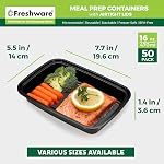 Freshware Meal Prep Containers [50 Pack] 1 Compartment Food Storage Containers with Lids, Bento Box, BPA Free, Stackable, Microwave/Dishwasher/Freezer Safe (16 oz)
