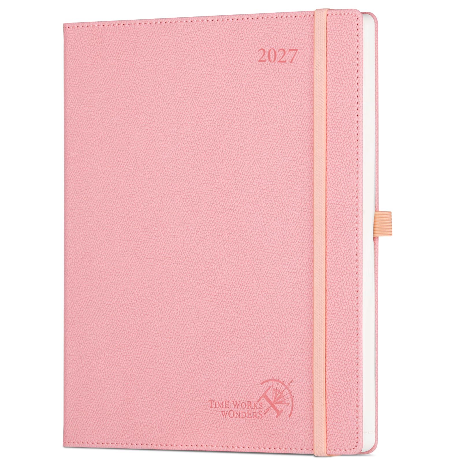 POPRUN A4 2027 Diary Week To View Pu Hardback Weekly Planner Horizontal