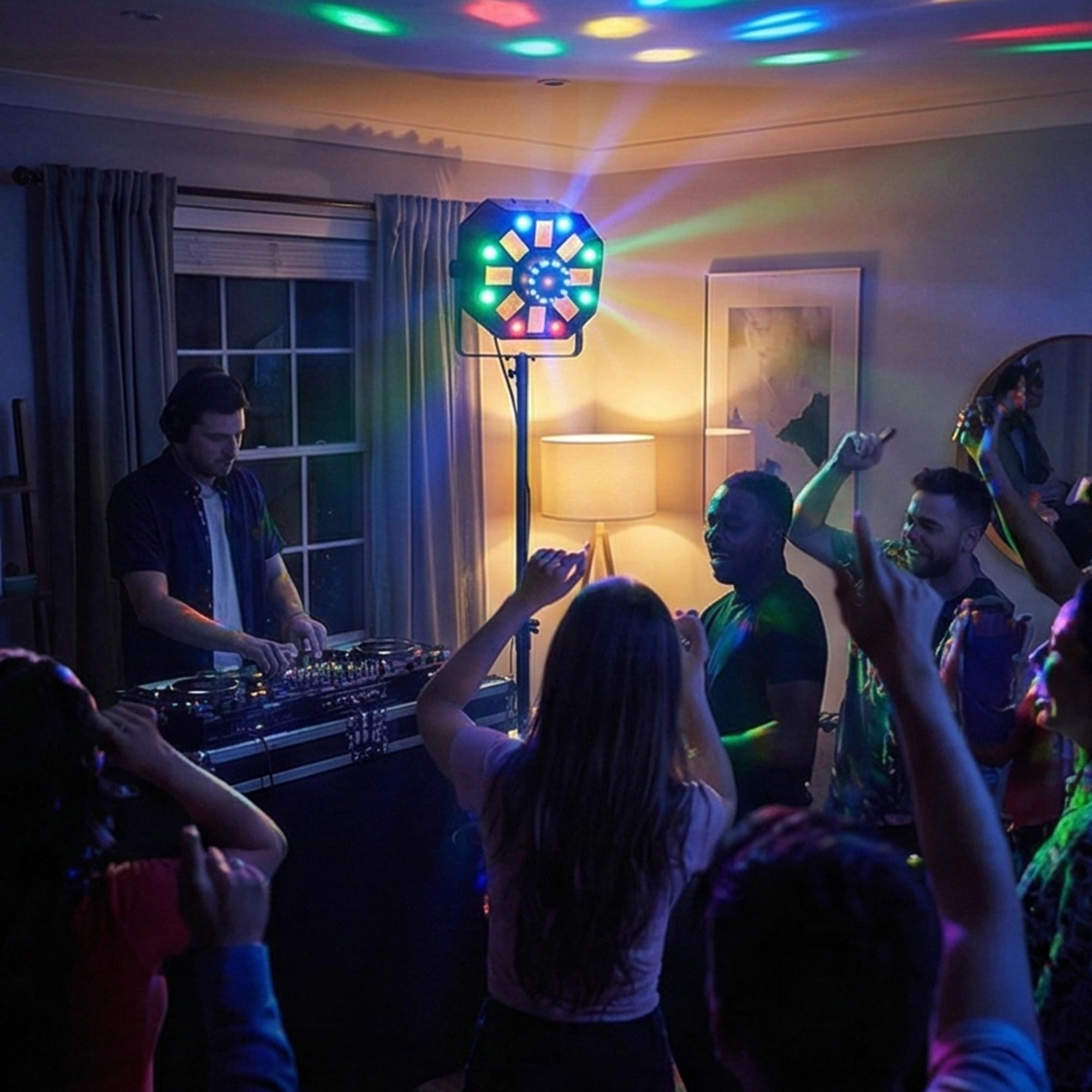 Chauvet DJ Swarm Wash FX ILS - Paquete de luces 4 en 1 con efecto Derby/Wash/Strobe con 2 cables DMX y paño de pulido Austin Bazaar