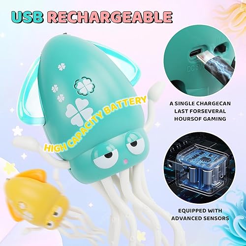 Miniatura 3 de Pulpo bailarín, juguete musical eléctrico para bebé con luces LED y música, juguete sensorial interactivo recargable, regalo perfecto de cumpleaños