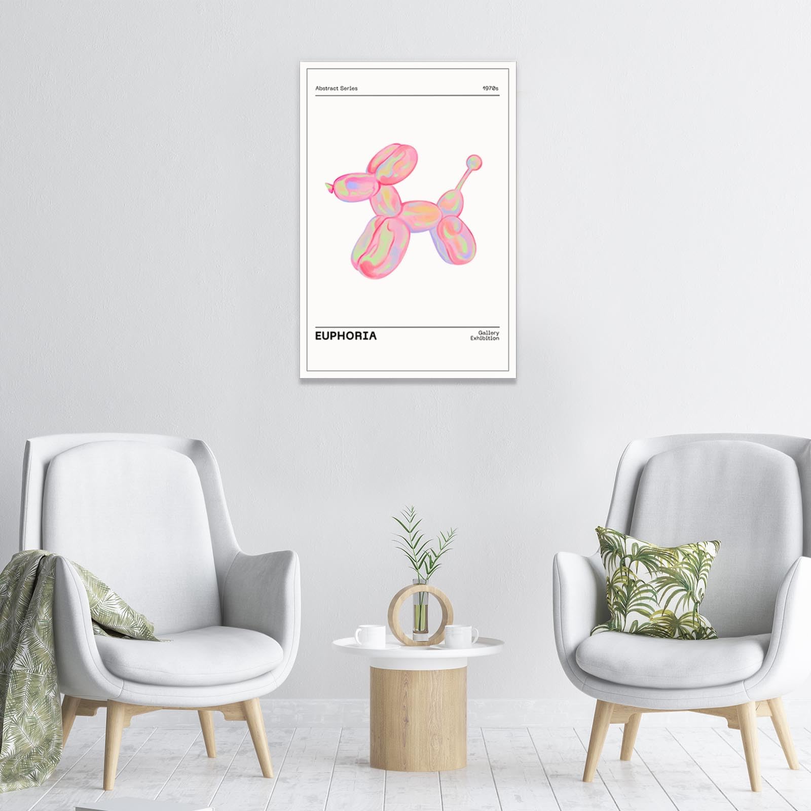 BNGFDV Quadro Su Tela Astratto Con Palloncino – Stampe Minimaliste Aura Sfumata Rosa, Decorazione Parete (30x40 Cm Senza Cornice) - 3