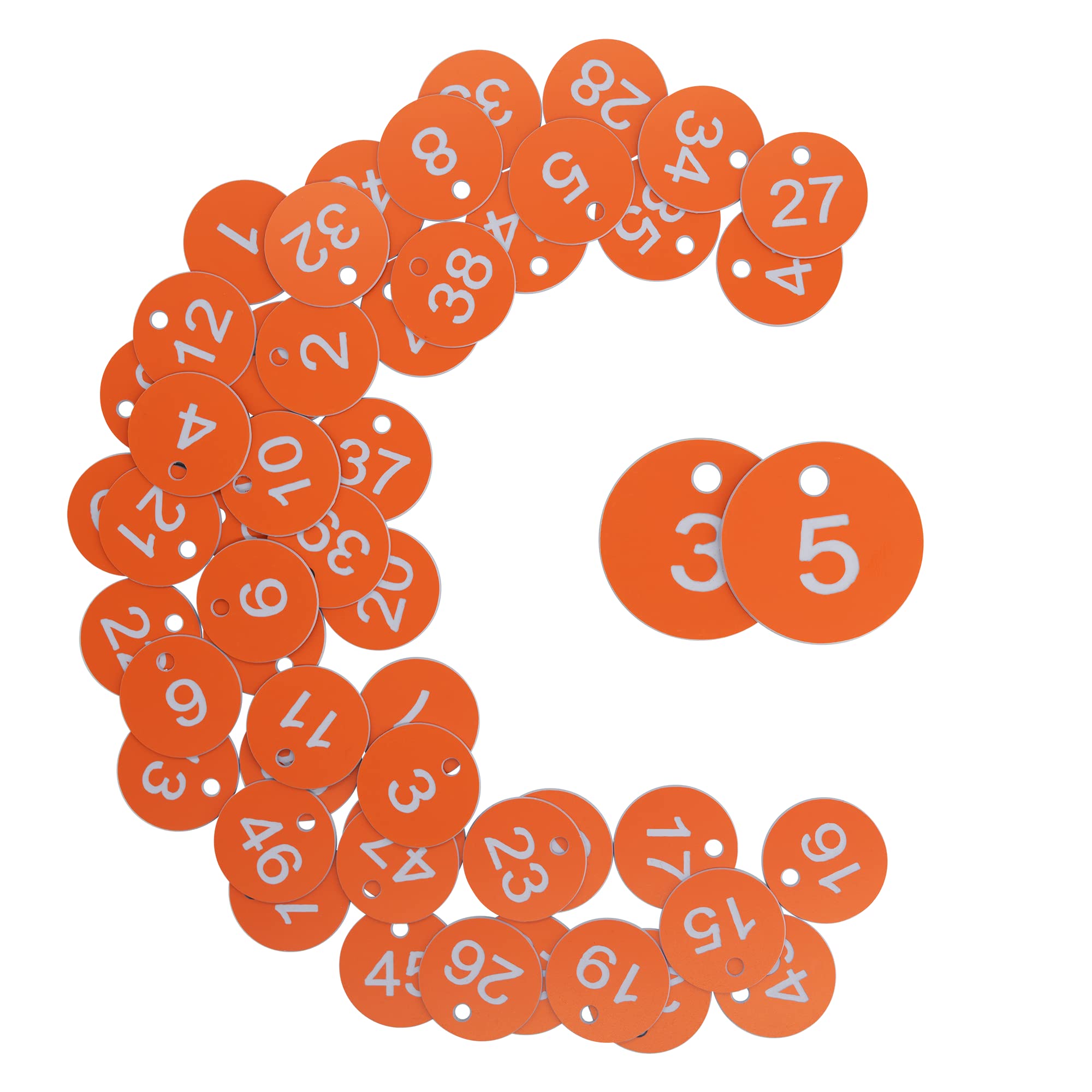 StayMax Plastic ID Number Tags Engraved Tags Key Tags Without Key Rings (1-50, Orange) โ image 1