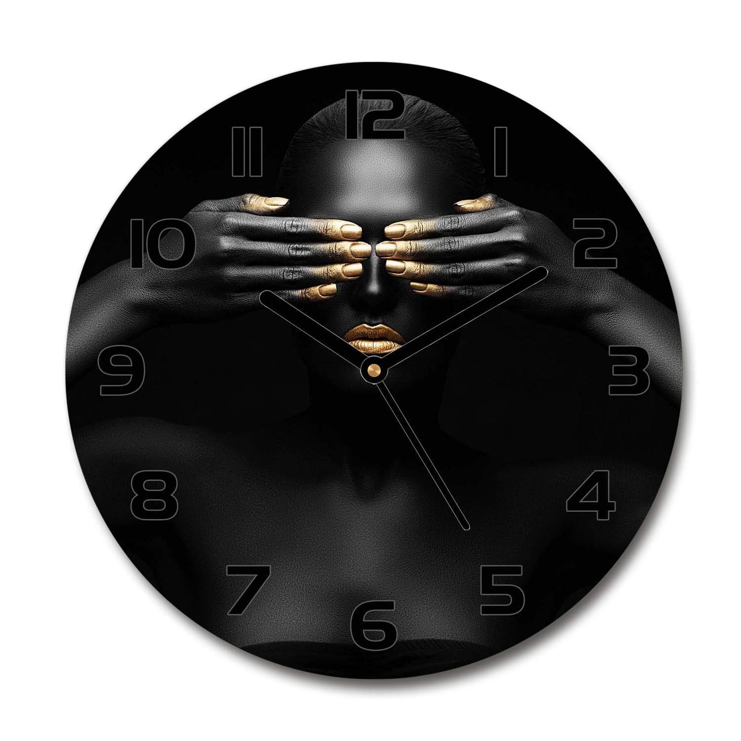 Horloge en verre 60x60cm femme en noir Tulup muette