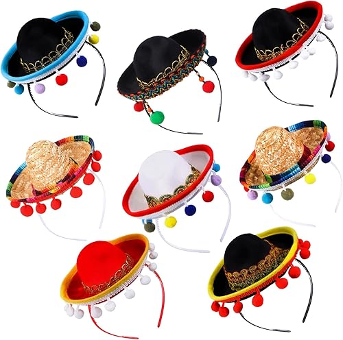 Miniatura 1 de 8 sombreros de Cinco de Mayo mini sombrero sombreros de fiesta con diadema disfraz mexicano sombrero de paja para bebés niños niñas perros gatos