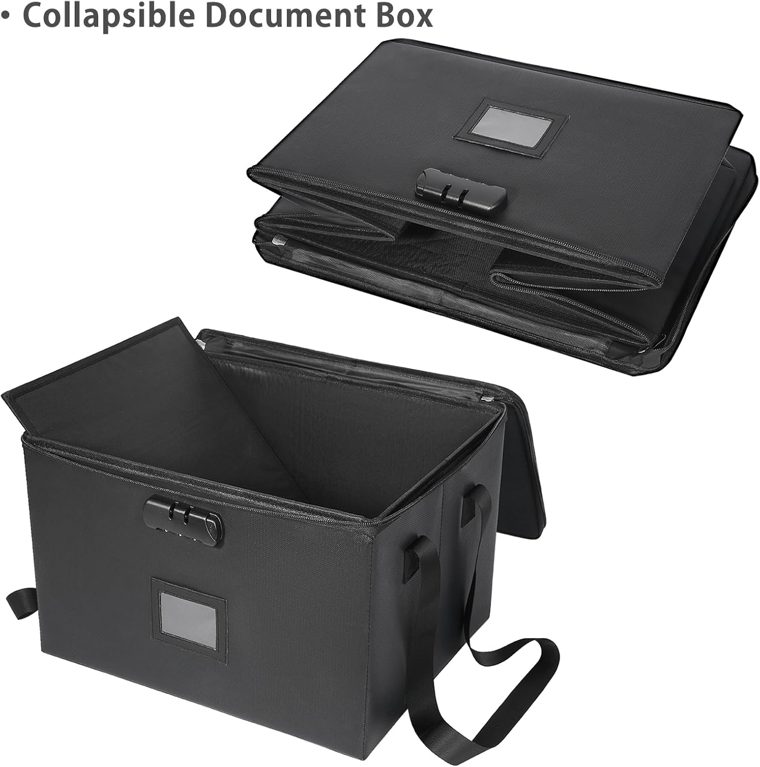 BOMKEE File Organizer Document Box with Lock, Fireproof Waterproof File Boxes with Lids Collapsible Locking Filing Storage Box for Home, Office