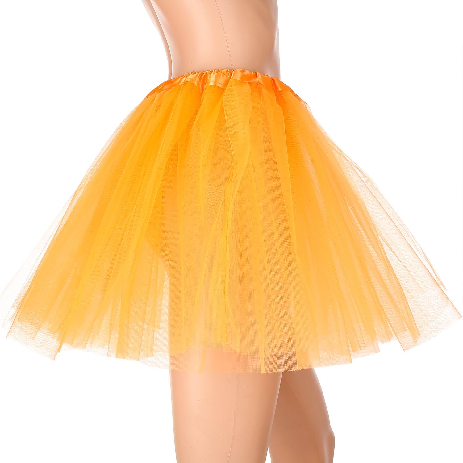 Running Tutu Skirt For Girls Women Men, One Size 3 Layers Light Weight Ballet Birthday Holiday Costume Color Run Marathon Running Tulle Tutus Dress (Orange)