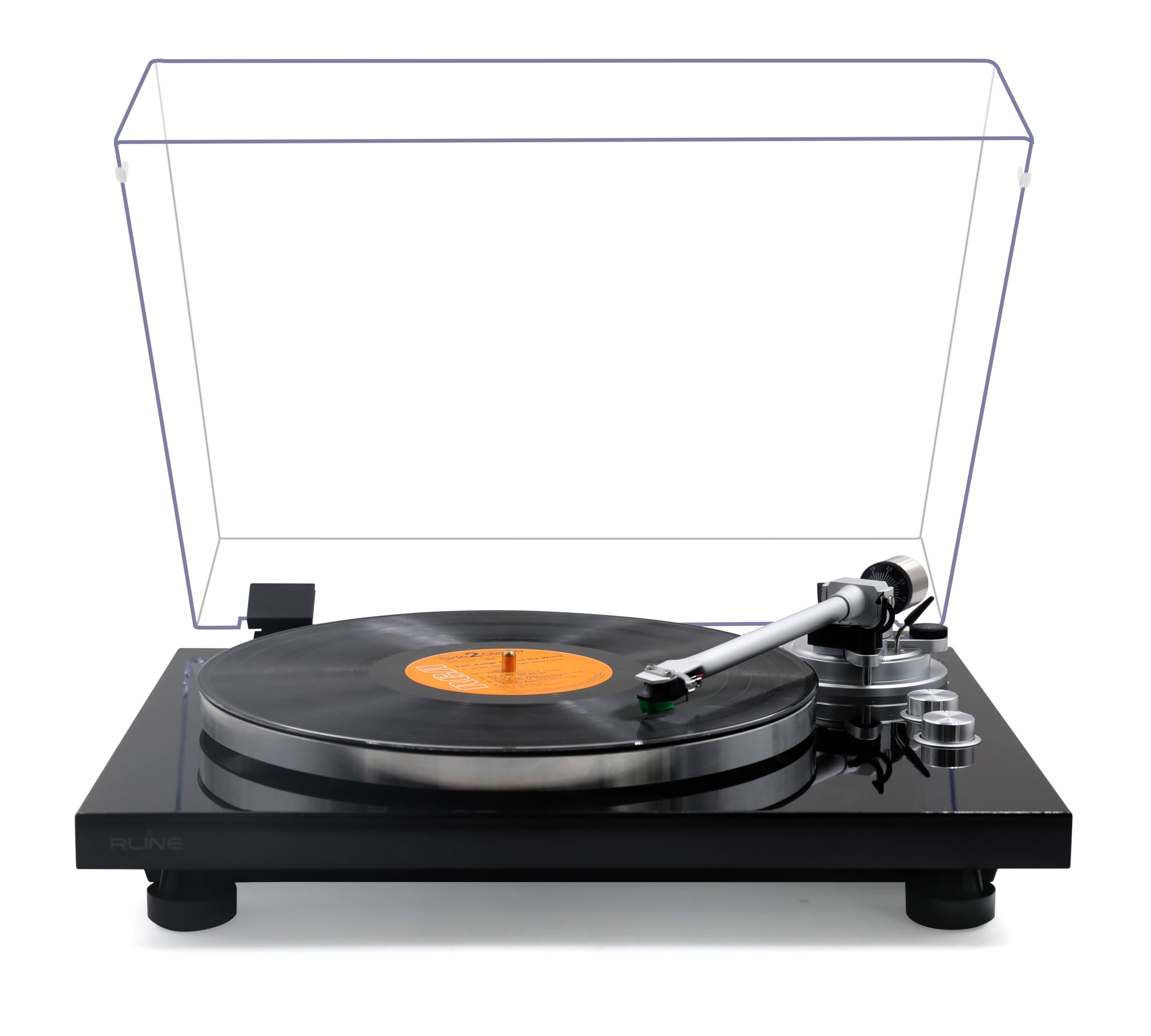 RLINE - Giradischi Vinili Bluetooth Nero Lucido, Lettore Vinili 33 e 45 Giri, Piatto 12" in Alluminio Pressofuso, Cartuccia Magnetica VM-95E, Pre-amplificatore Attivabile, Funzione Anti-Skating