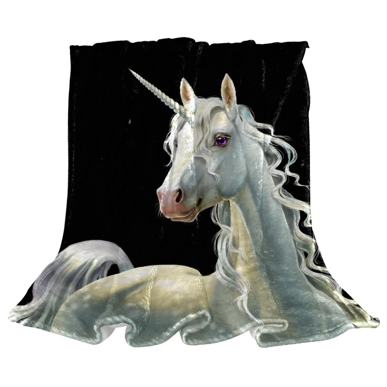 Couverture polaire licorne contre le froid : plaid en microfibre douce pour lit et canapé