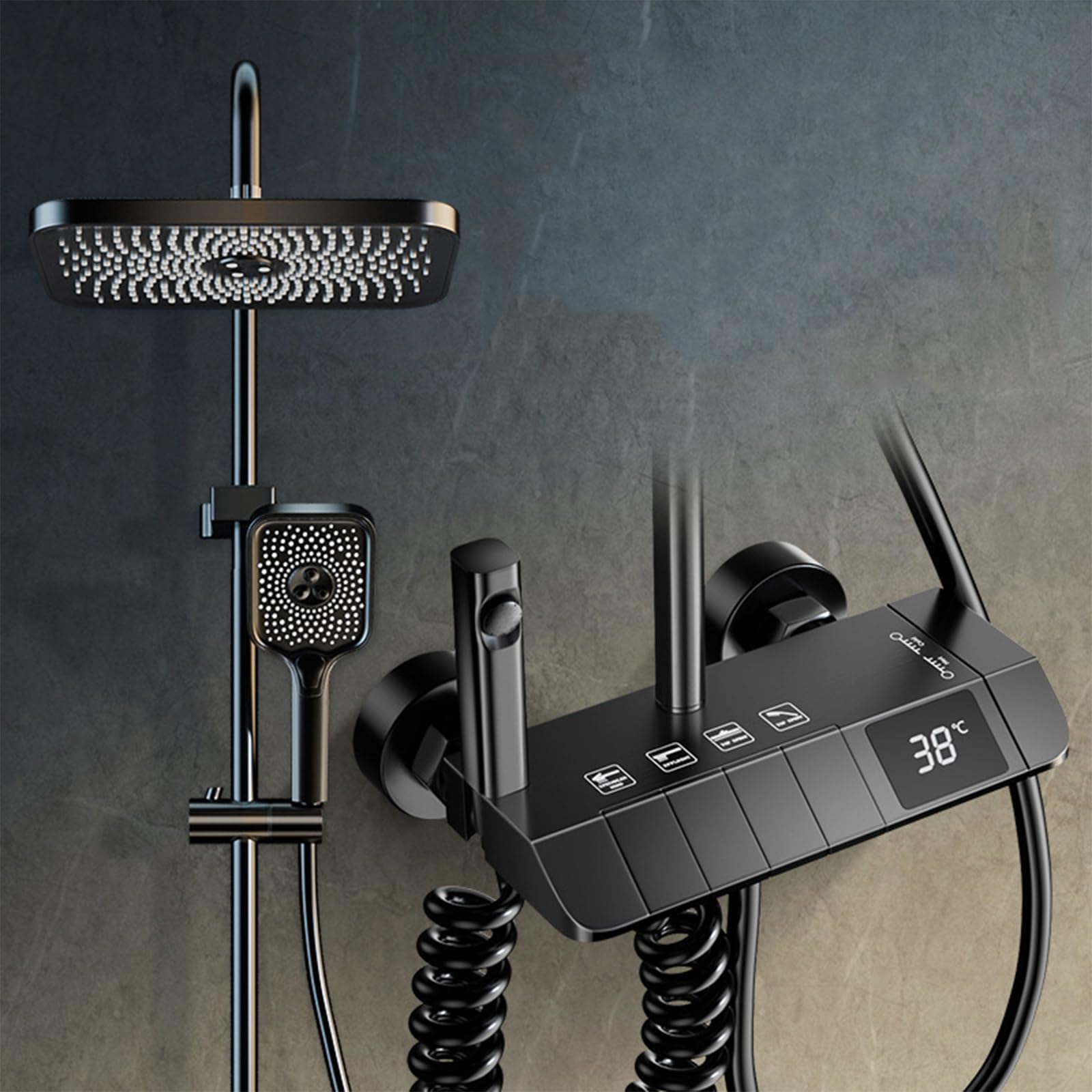 Système de douche thermostatique intelligent avec douchette supérieure ABS et écran LED