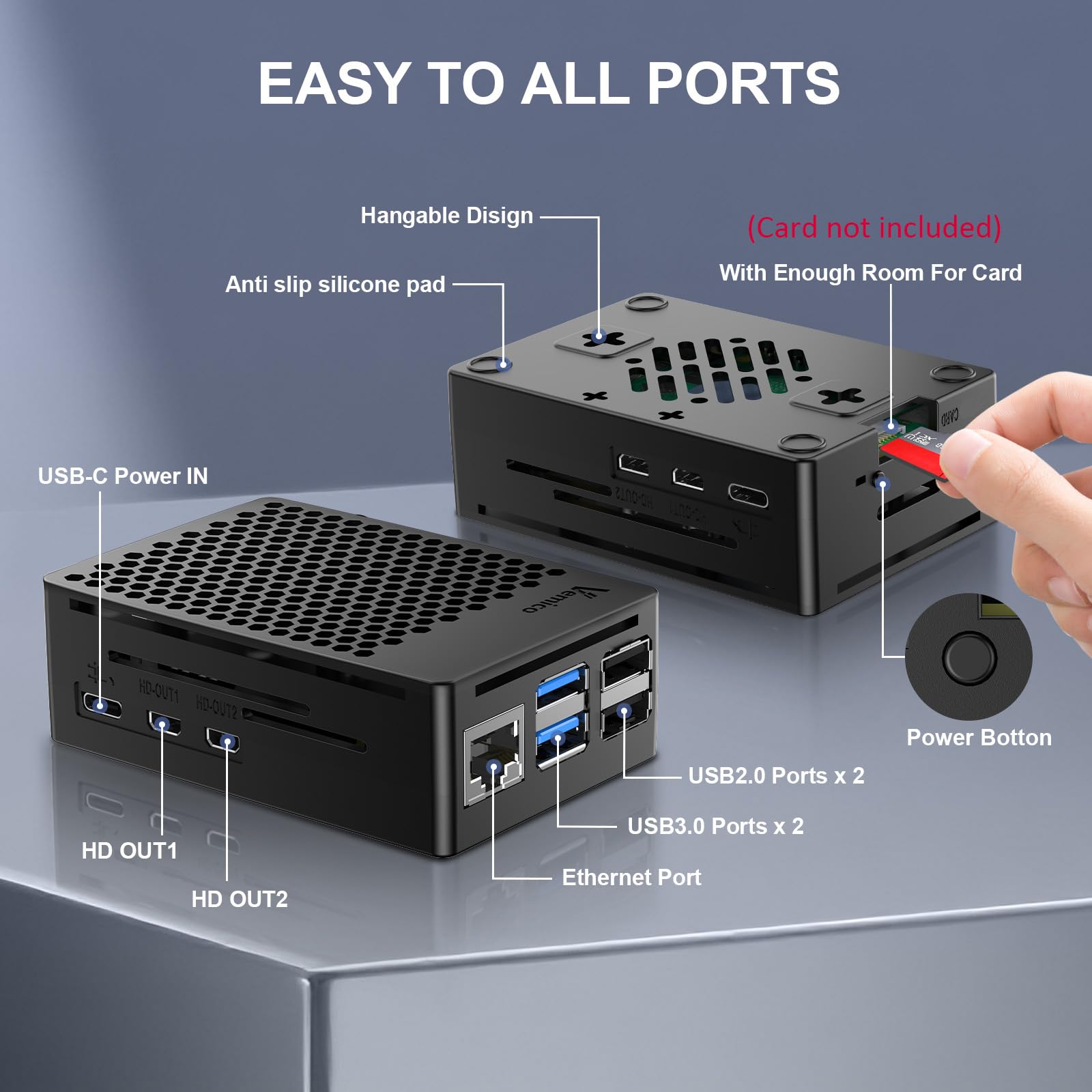 Vemico Raspberry Pi 5 16GB Kit con Pi 5 16GB scheda singola, dispositivo di raffreddamento attivo, custodia protettiva, scheda di garanzia e cacciavite