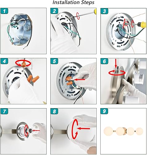 Miniatura 7 de Lámparas de tocador de baño, modernas 4 luces de globo de pared, iluminación de níquel cepillado, lámpara de montaje en pared de porche para baño,