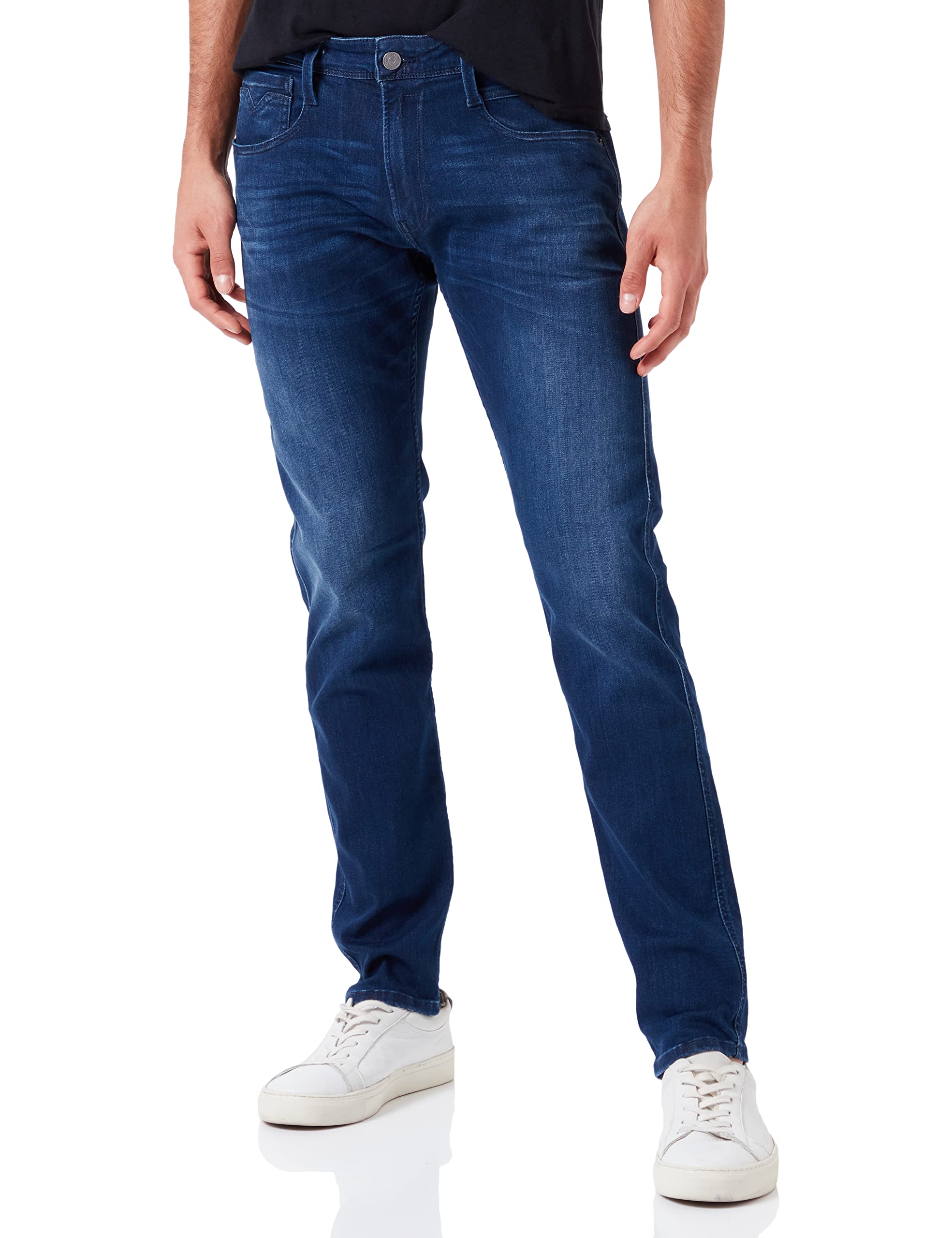 Replay Men's Anbass Slim Fit Jeans with Power Stretch, Blue (Medium Blue 009), W34 x L30