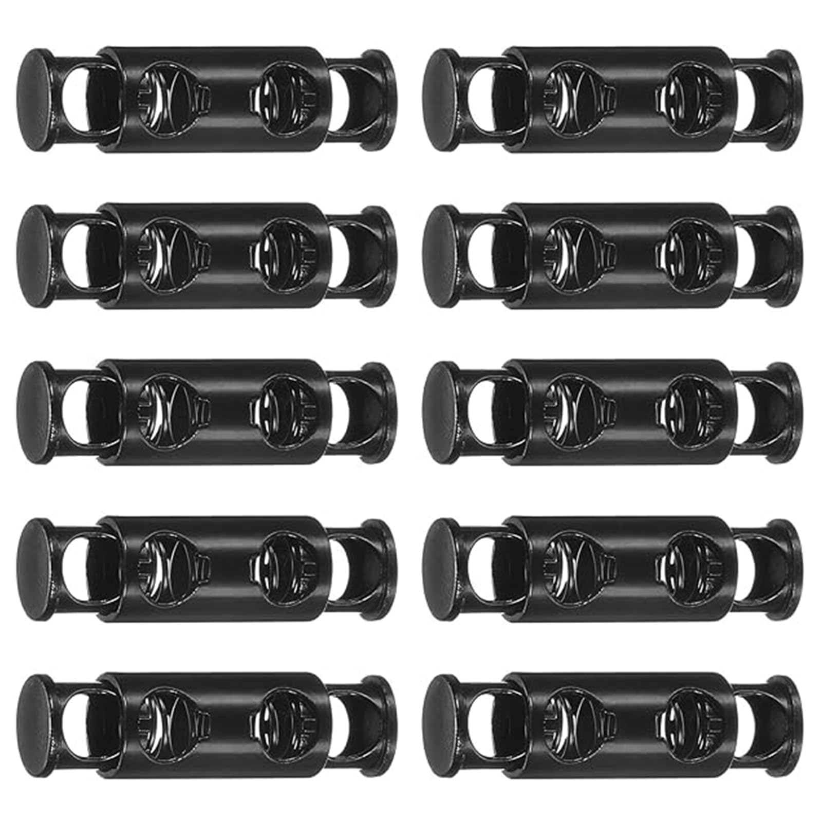zhongko 10Pcs Double Hole Cord Locks, Metal Toggles for Drawstrings, Spring Toggle Stopper Clip, Cord Lock End Stopper for Clothing, Hoodies, Backpacks, Jackets, Shoelaces, Elasticated Cords