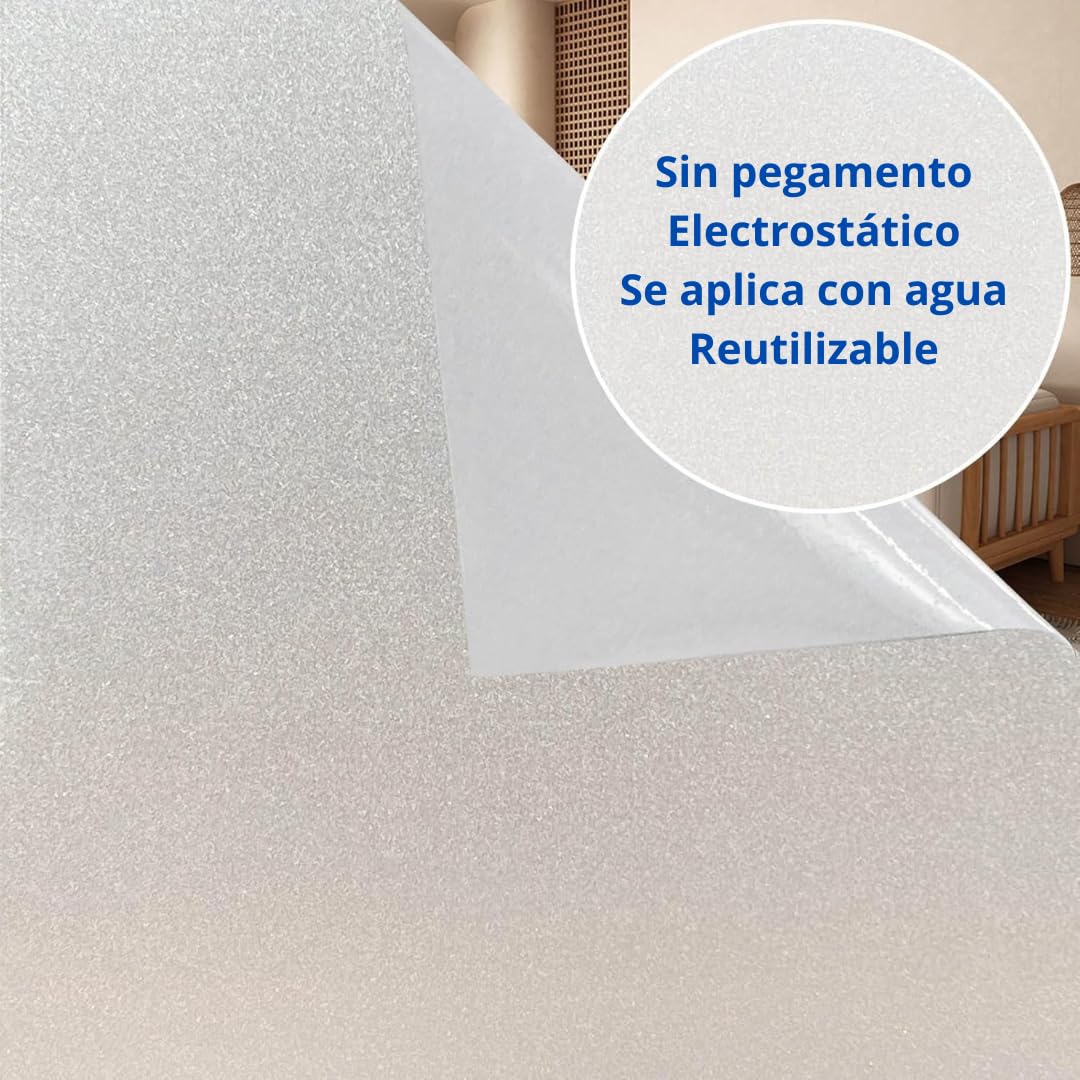Película de Privacidad de Vidrio Satinado GRANDES MEDIDAS (SATINADO, 120 X 200 CM) Para Ventanas y Cajas de Ducha Opaca Esmerilada Oscurante Antimirada Reutilizable Electrostática