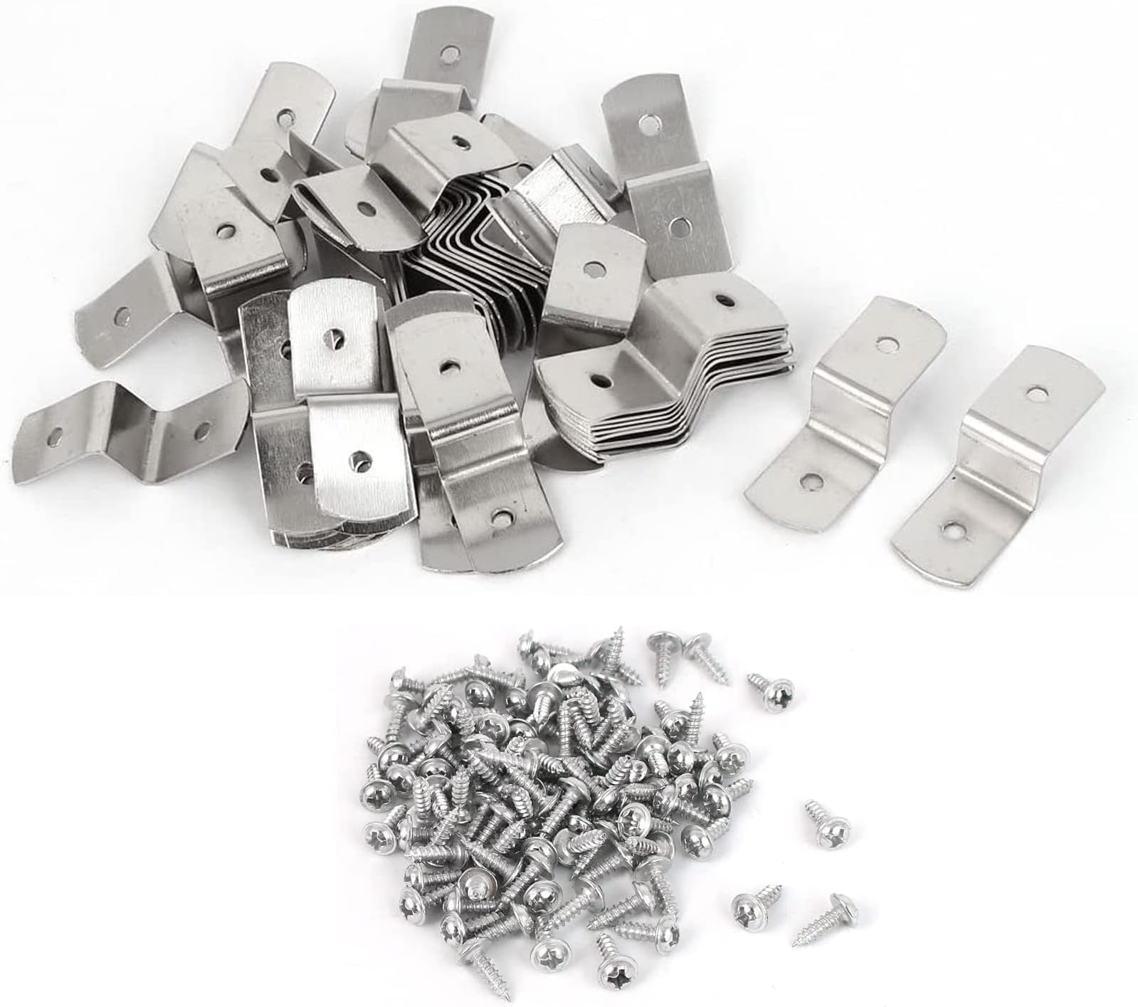TA-VIGOR Metal Z Shape Photo Picture Frame Braces Brackets with Screws 40mm x 13mm x 11mm - Set of 50