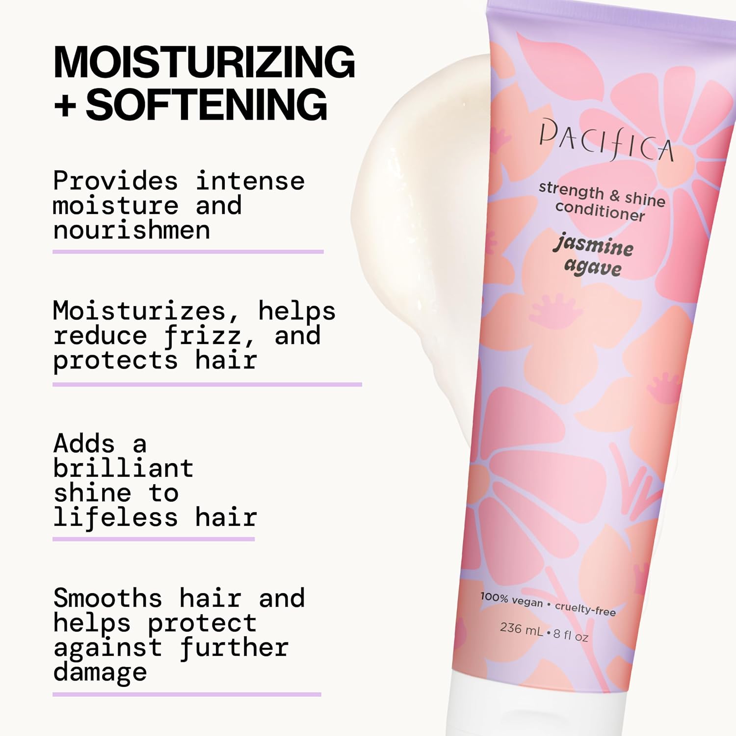 Pacifica Jasmine Agave Strength & Shine Conditioner – Repair Treatment for Dry, Damaged & Bleached Hair, Strengthens & Restores Shine, Clean Beauty, Vegan Cruelty-Free Dermatologist Tested - Image 5