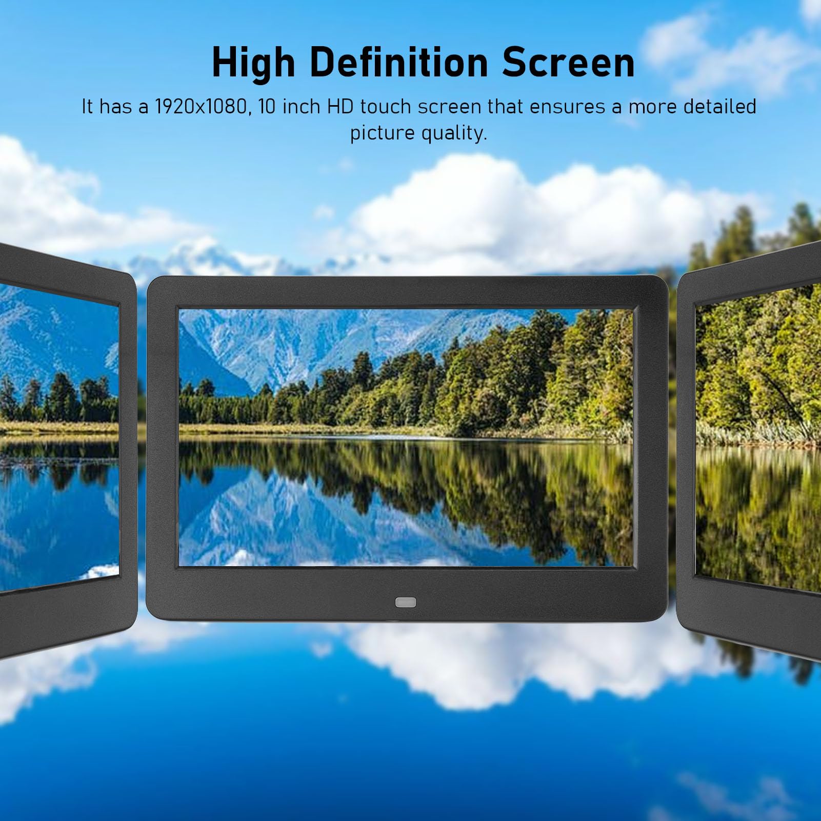 ‌10 Inch Digital Picture Frame with Remote Control - Full HD 1080P IPS Touch Screen, Wall Mountable Video Photo Frame with Cloud/Wifi, Calendario, per Nonni (BLACK)
