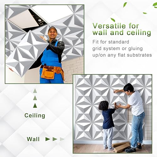 Miniatura 5 de 24 paneles de pared 3D de 19.7 x 19.7 pulgadas, paneles de pared de PVC con textura 3D, decoración de pared interior moderna para sala de estar,