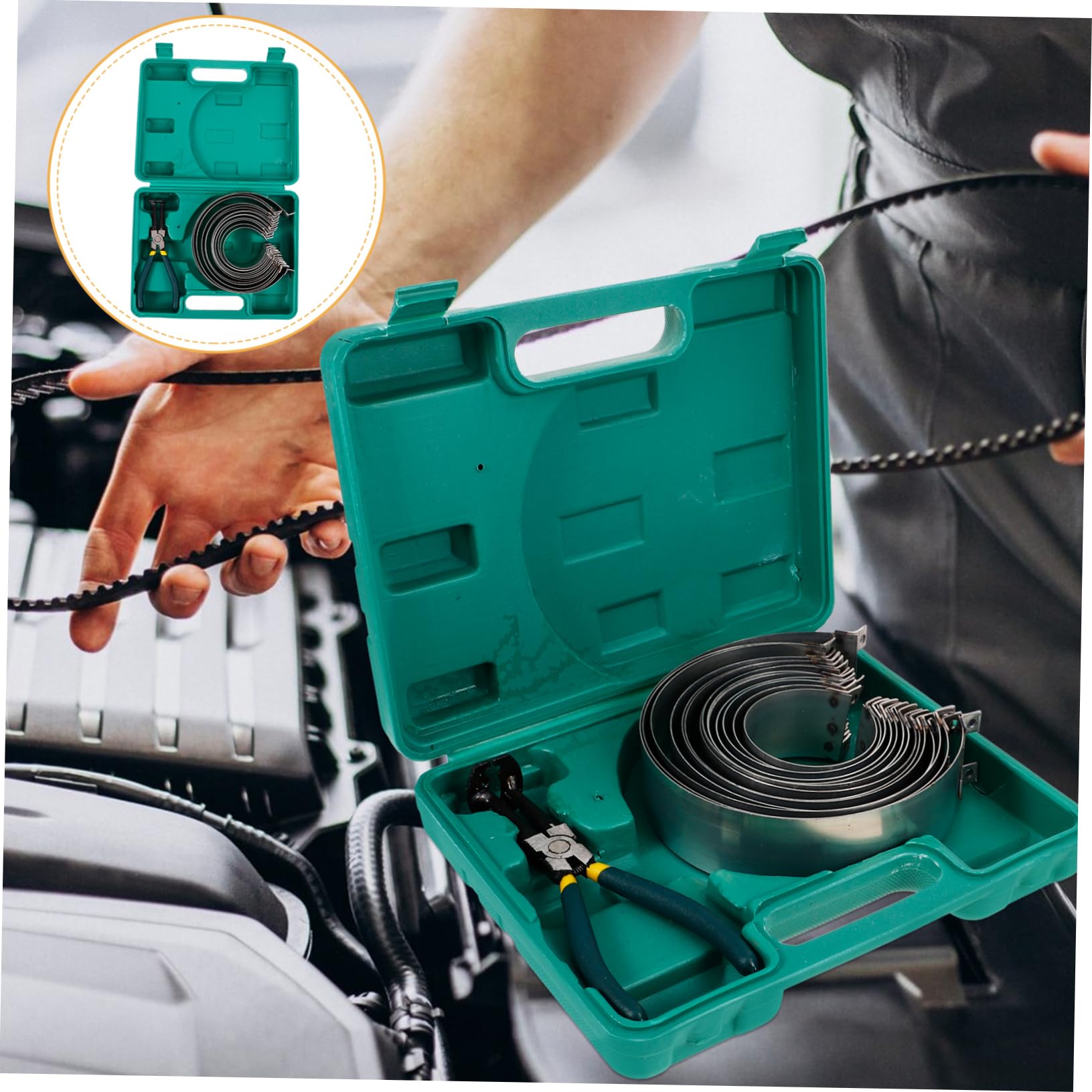 Kit Pinze per Fasce Elastiche Pistone Strumento Compressione Anelli Pistone Utensile Riparazione Motore Auto